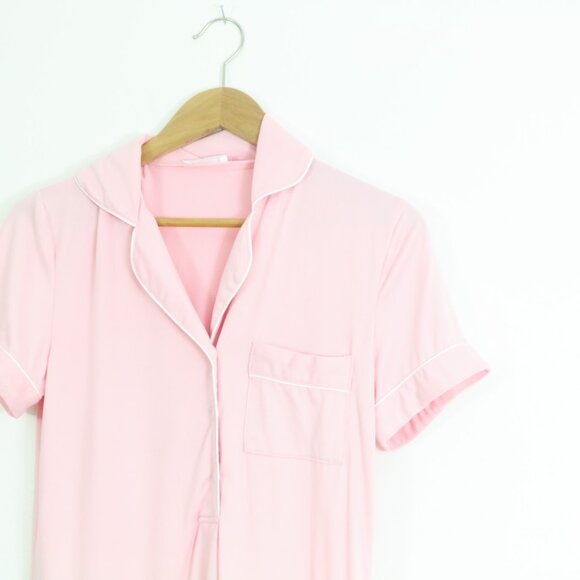 *Ekouaer Light Pink Button Up Sleep Dress - Picture 4 of 7